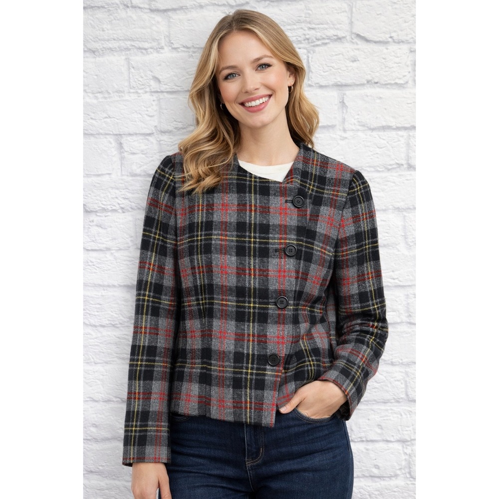 Vintage Pendleton Wool Plaid Blazer‎ Jacket Womens 90s Dark Academia Preppy 10P